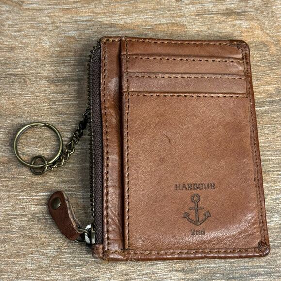 2-PC Harbour 2nd Wallet & Credit Card Leather Brown Key Ring - Picture 4 of 6